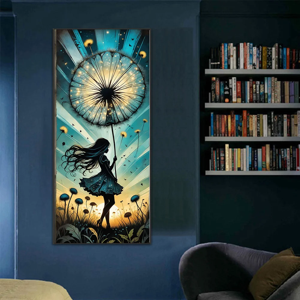 Diamond Painting - Full Round Drill - Dandelion Girl(Canvas|40*90cm)