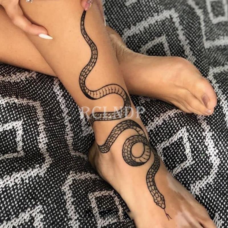 Waterproof Temporary Tattoo Sticker Cool Snake Animal Fake Tatto Flash Arm Leg Tatoo Body Art for Boy Women Men