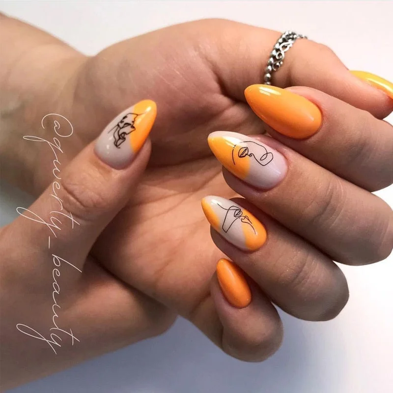 1PC Abstract Face Pattern 3D Nail Stickers Summer Autumn Lady Image Flower Leaves Sliders Decals For Nails Decoration Manicures