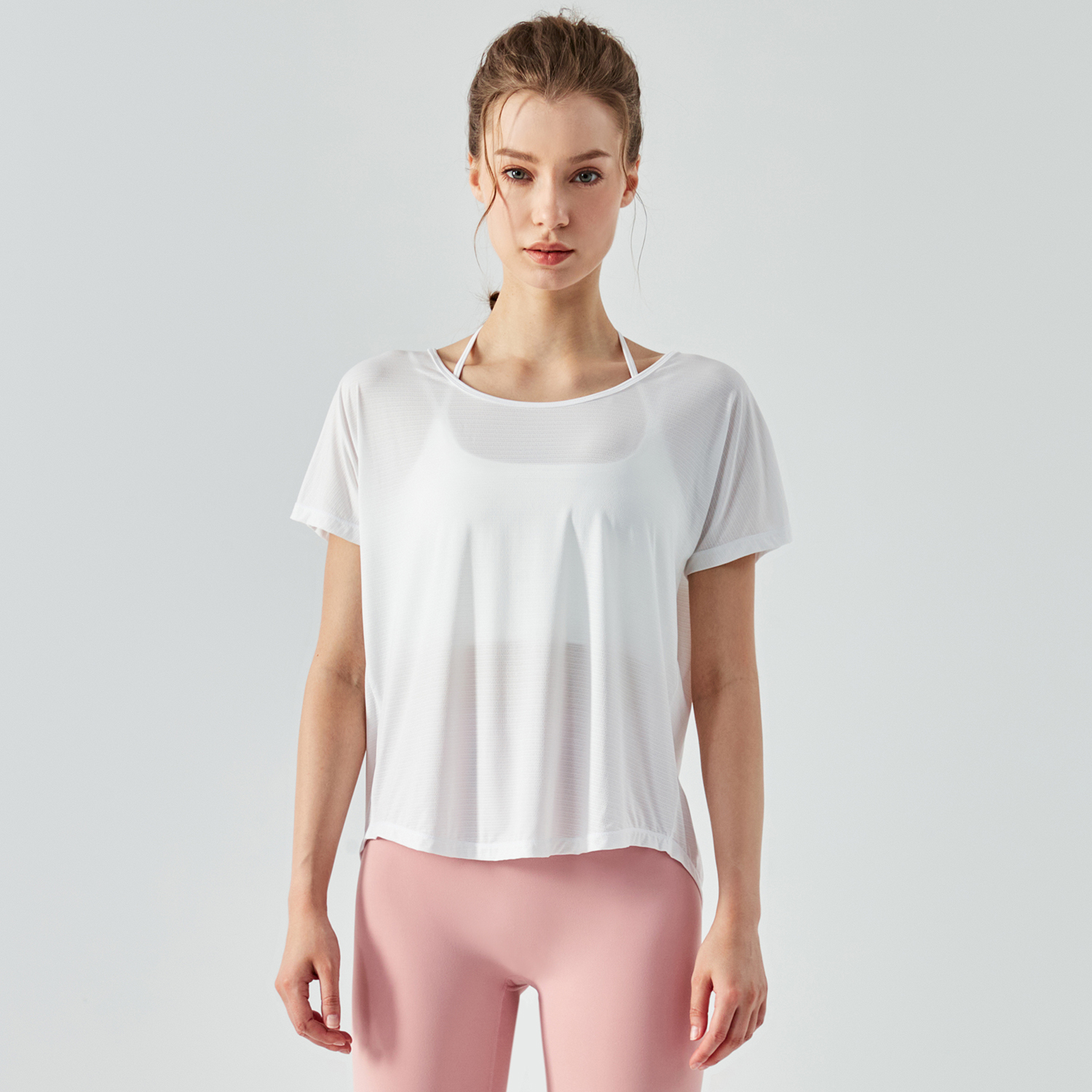 Buy Hergymclothing mesh back split buttery soft naked feel cool running fitness tops for women at an affordable price