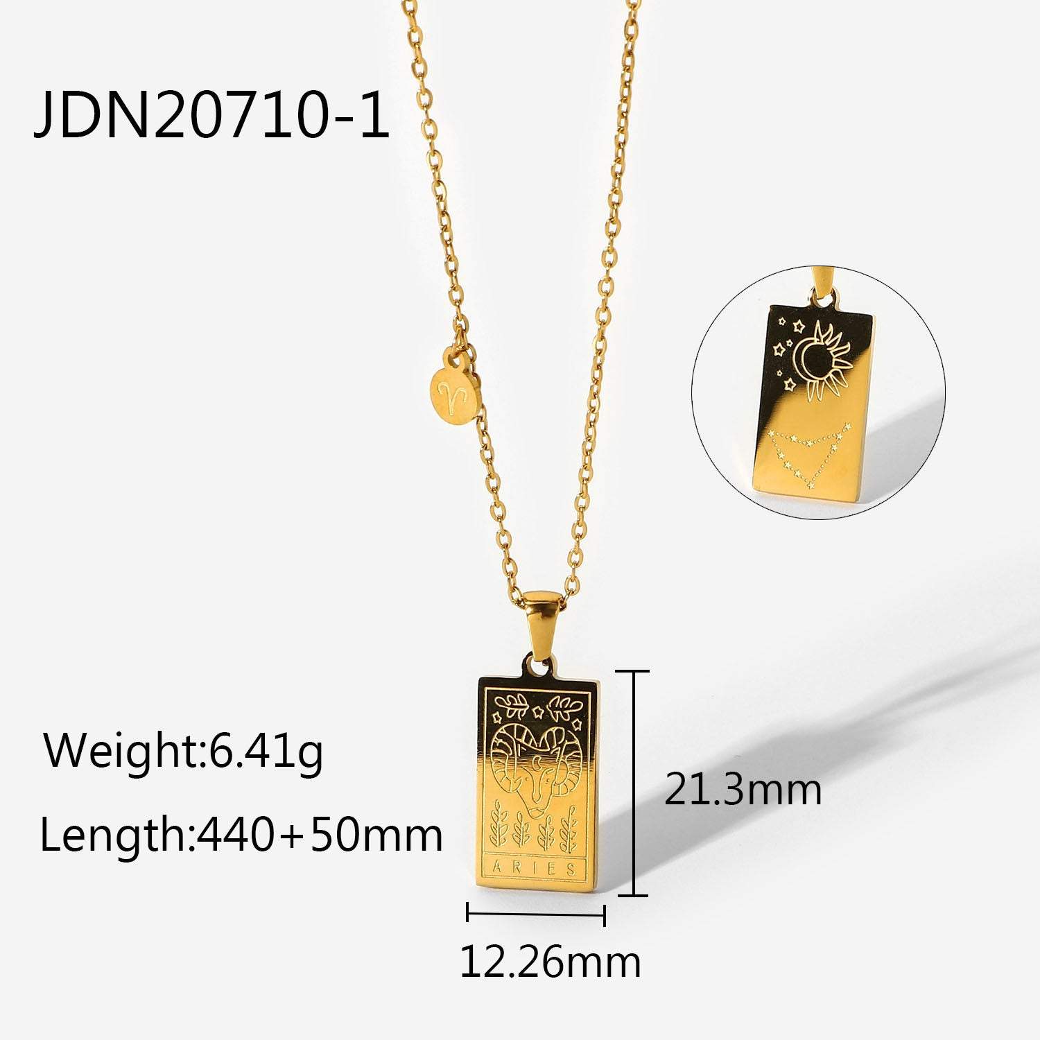 Gold Square Zodiac Pendant Necklace | Oxredo Shop Ramadan Sale