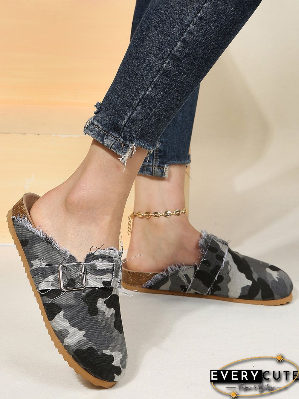 Camo Print Canvas Adjustable Buckle Slides