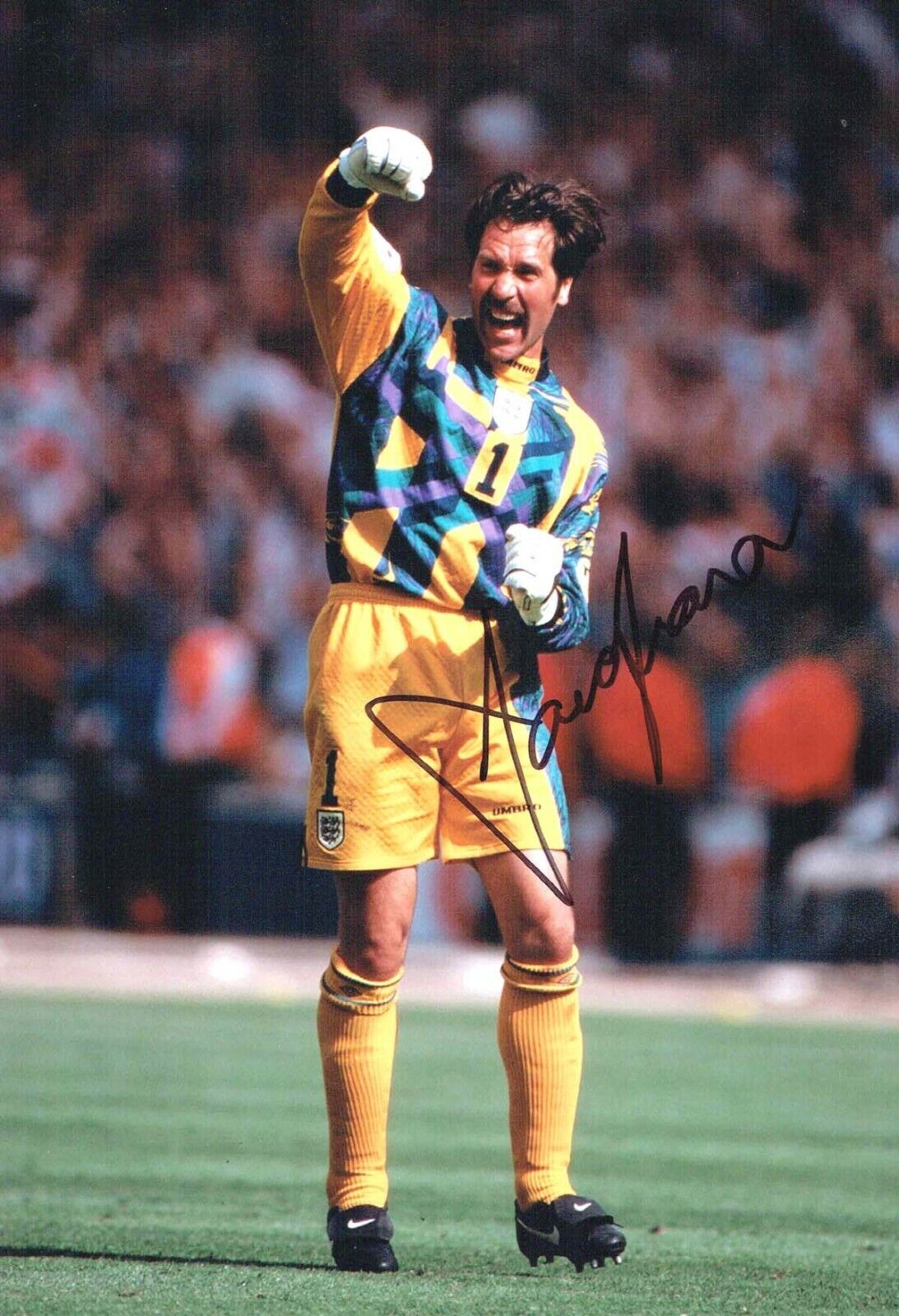 David SEAMAN England Goalkeeper Football Legend Signed Photo Poster painting 2 AFTAL RD COA