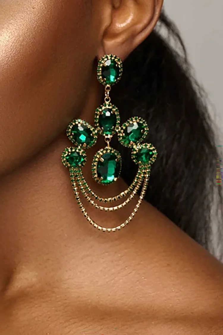 Faux Gem Rhinestone Decor St. Patrick's Day Dangle Earrings