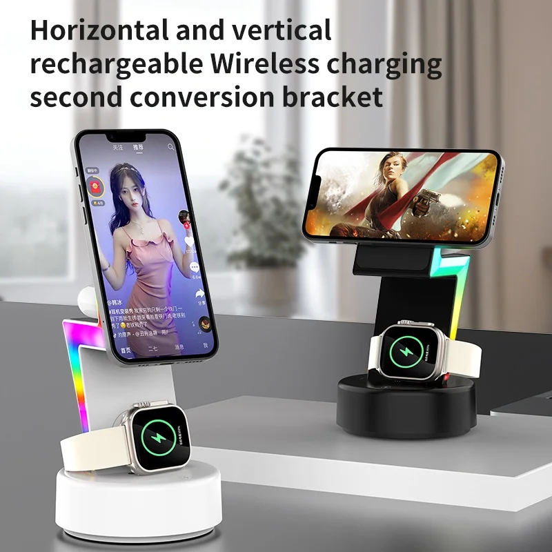 Lightning three-in-one wireless charging phone watch Bluetooth headset fast charging charger