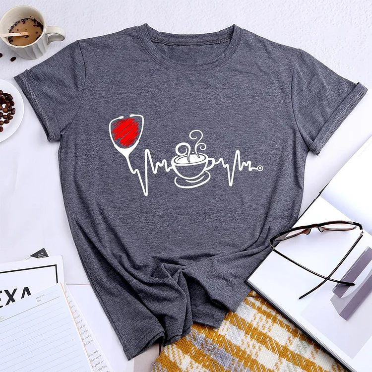 Heartbeat Coffee Round Neck T-shirt