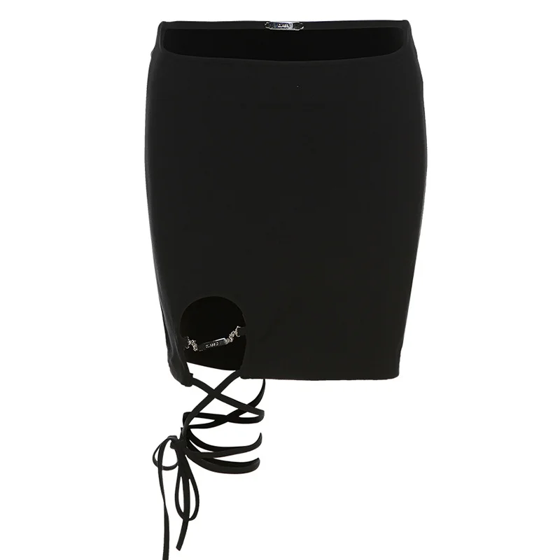 Toloer Toloer Summer New Women's Solid Color Street Fashion Straps Irregular Sexy Hip Wrap Skirt Woman-Outfit Ideas