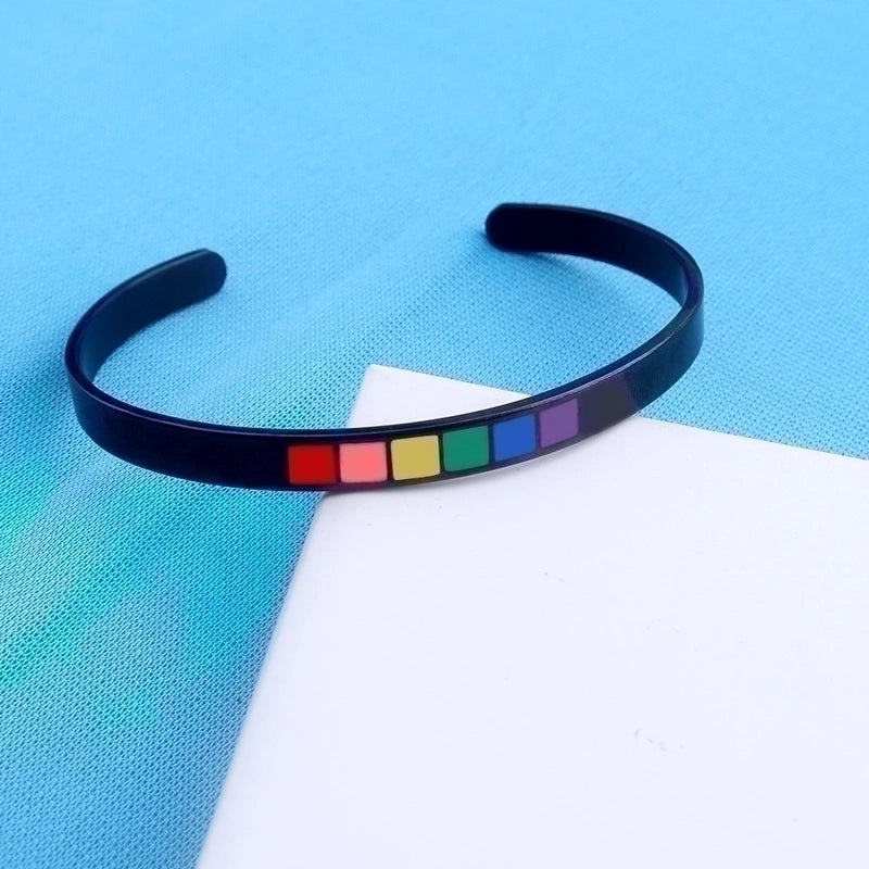 Minimalist Rainbow Stainless Steel Cuff Bracelets