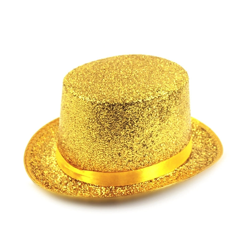 High Hat Retro British Gentleman Jazz Hat Magician Hat Performance Sequin Hat Rain Silk High Barrel Top Hat Non-woven Fabric
