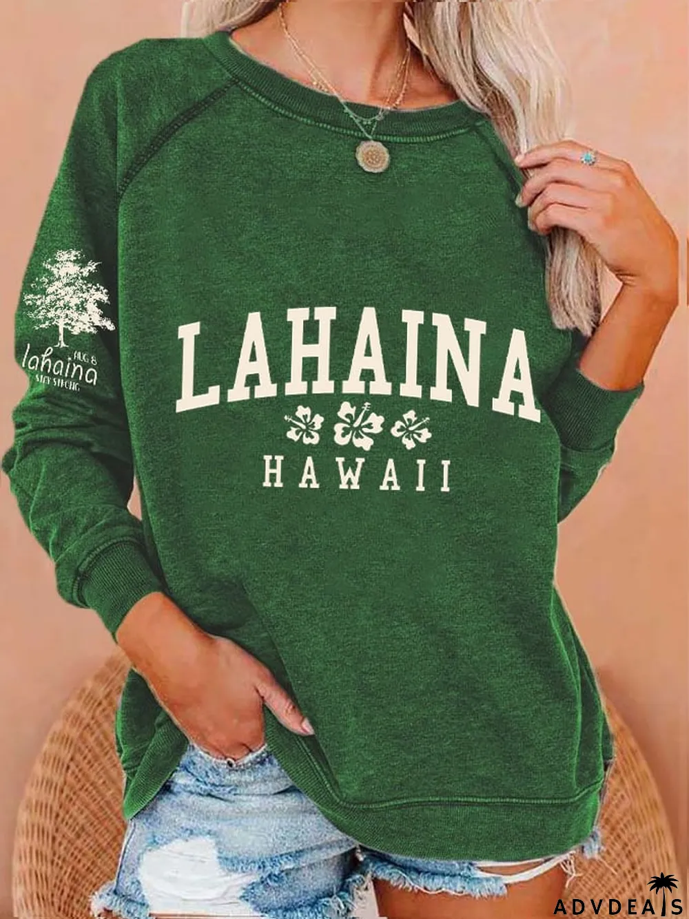 Women's Lahaina Strong Hawaii Tree of Life Aug 8 Print Sweatshirt