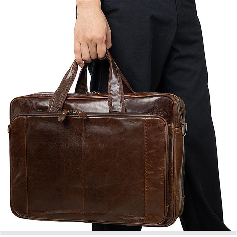 Business Large Capacity Laptop Leather Briefcase Handbag
