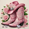 DIY Pearl Painting - Handmade Self - Adhesive Pearls - Pink cowboy boots and hat