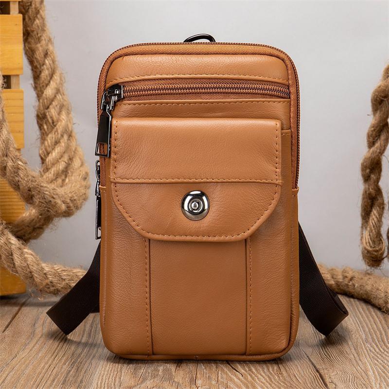 Men's Retro Crossbody Bag Leather Casual Mini Belt Bag