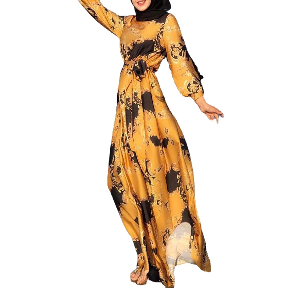 Uveng Uveng 2025 New Middle East MUSILIN Women's Digital Printing With Fashion Dress