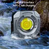 COB LED Outdoor Work Light USB Rechargeable Flashlight for Car Repair (Black)