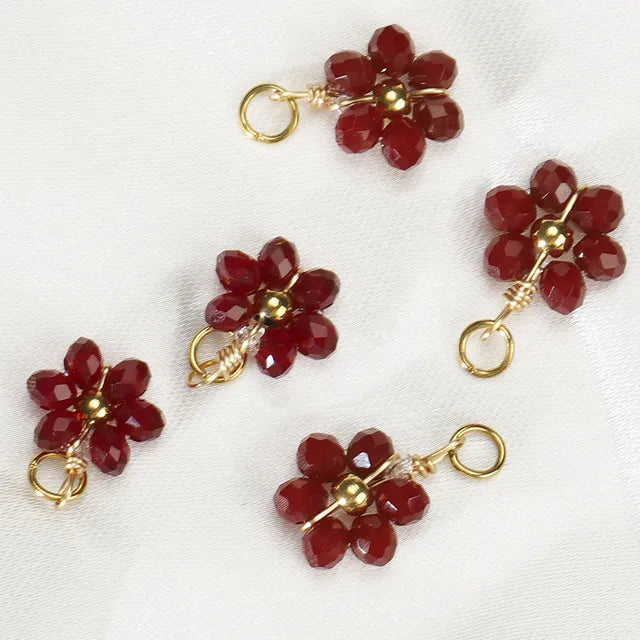 20 PCS/Package Diameter 10mm Hole 3~3.9mm 304 Stainless Steel Artificial Crystal Flower Pendant Jewelry Accessories