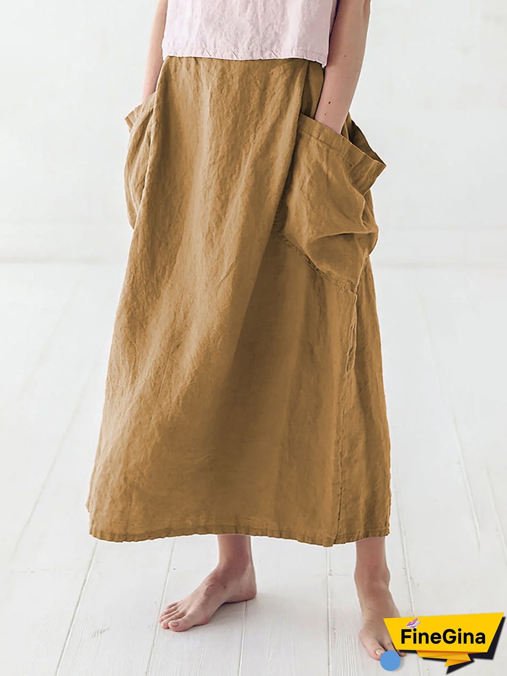 Marina Linen Elastic Waist Skirt