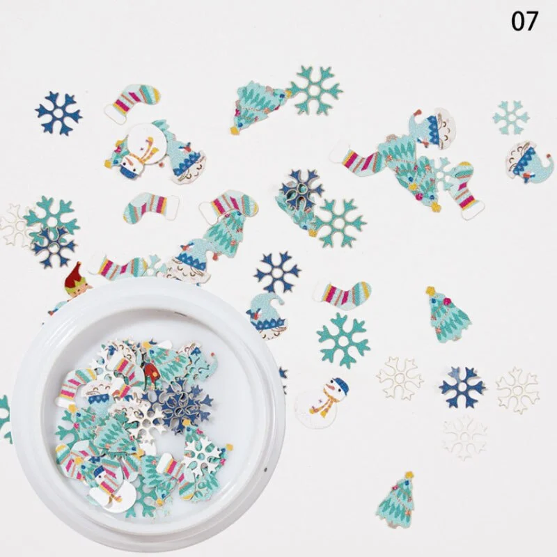 Christmas 3D Nail Decoration Accessories Snowman Santa Claus Elk Candy Snowflake Nail Wood Pulp Pieces DIY Nail Art Decoration