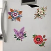 (US Only)6Pcs 2D/Flat DIY Flowers Diamond Painting Fridge Magnets Kit for Art Crafts Gift