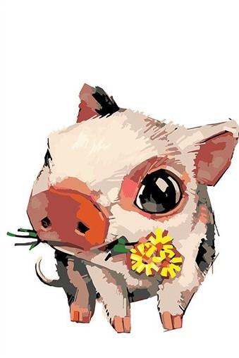 

Pig Holds a Flower – Paint By Numbers - 40*50CM, 501 Original