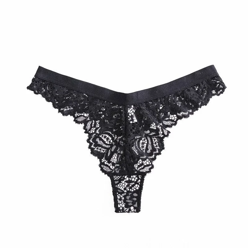 Hot Sale Lace Thong Panties Women Sexy G String Thong Low-Waist Underwear Soft Breathable T-Back Transparent Underpants Intimate