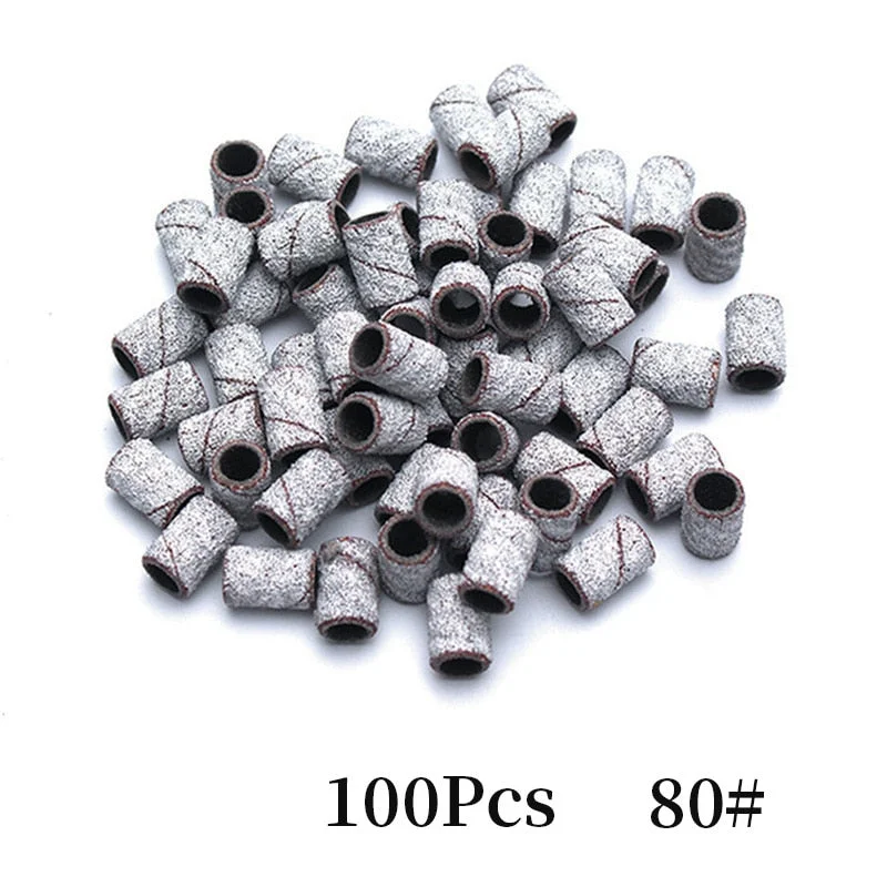 100pcs Electric Drill Sand Brands for Grinding Removal Refillable Nail Art Sand Cutter for Manicure Pedicure Ring Bits-Nail Inspo