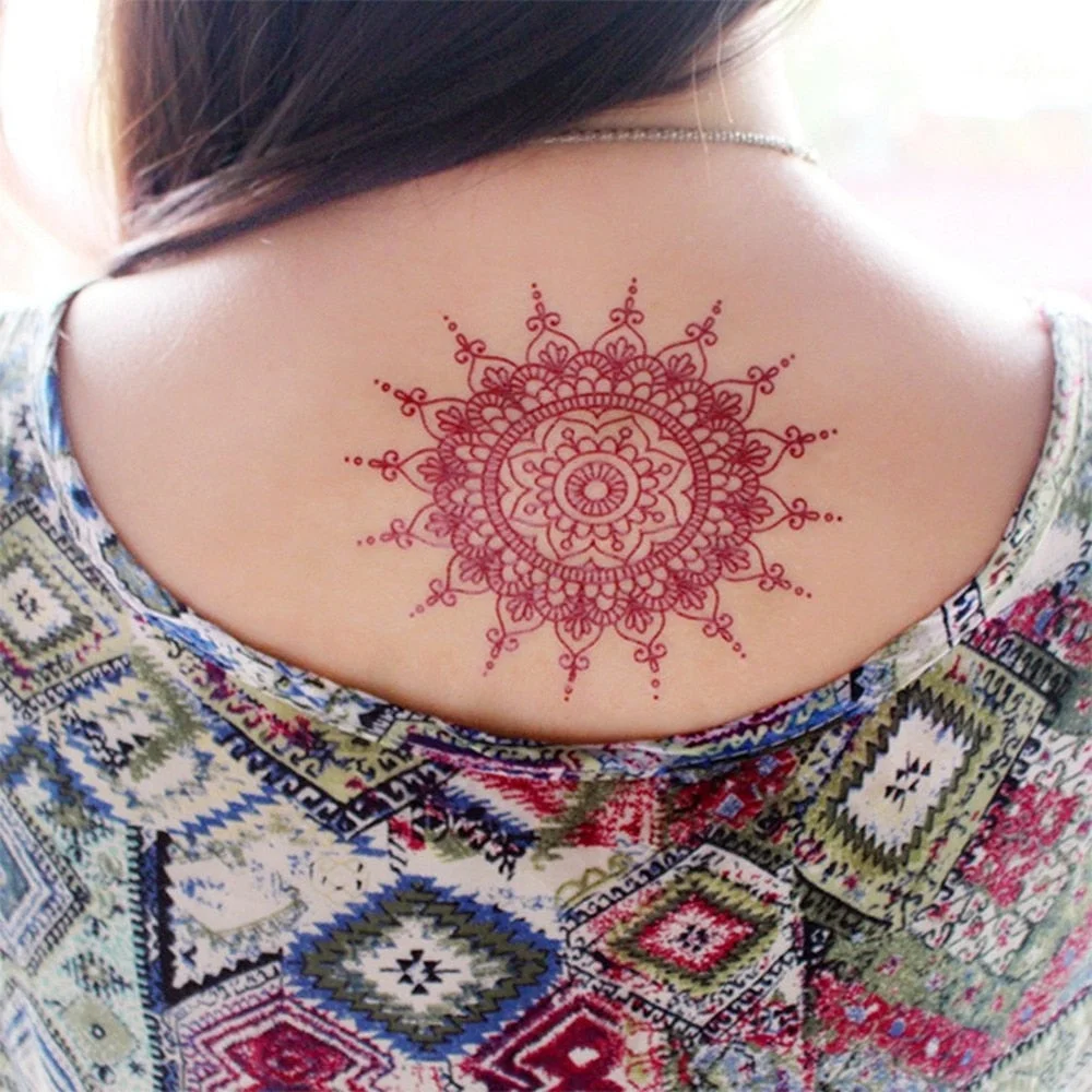 Waterproof Temporary Tattoo Sticker Chest Lace Henna Mandala wedding Flash Tattoos Flower Body Art Arm Fake Tatoo Women Men
