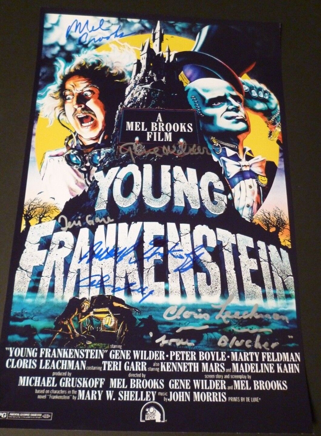 YOUNG FRANKENSTEIN Cast(x6) Hand-Signed Gene Wilder - Mel Brooks