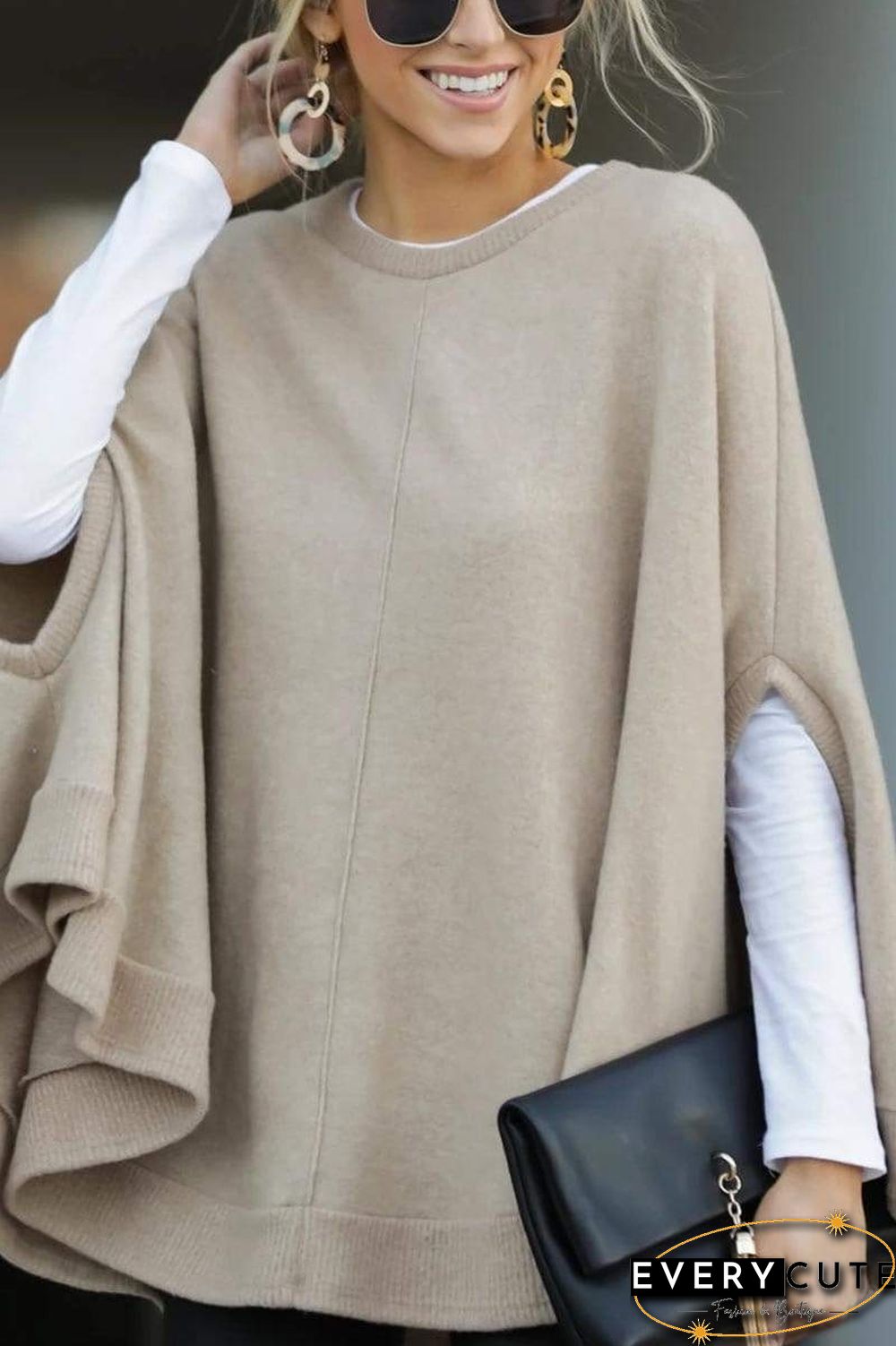 Casual Round Collar Cloak Top