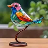 Acrylic Birds on Branch Statue Art Craft Stained Birds Ornament Collectible Gift