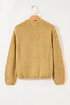 Women's Elegant Lantern Sleeve Scallop V Neck Buttoned Front Cropped Cardigan