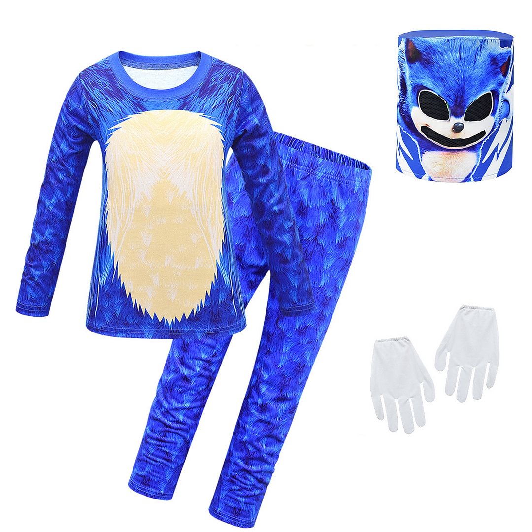Boys Long Sleeve Cartoon Pants Set Sonic the Hedgehog Print costumes Set-Pajamasbuy