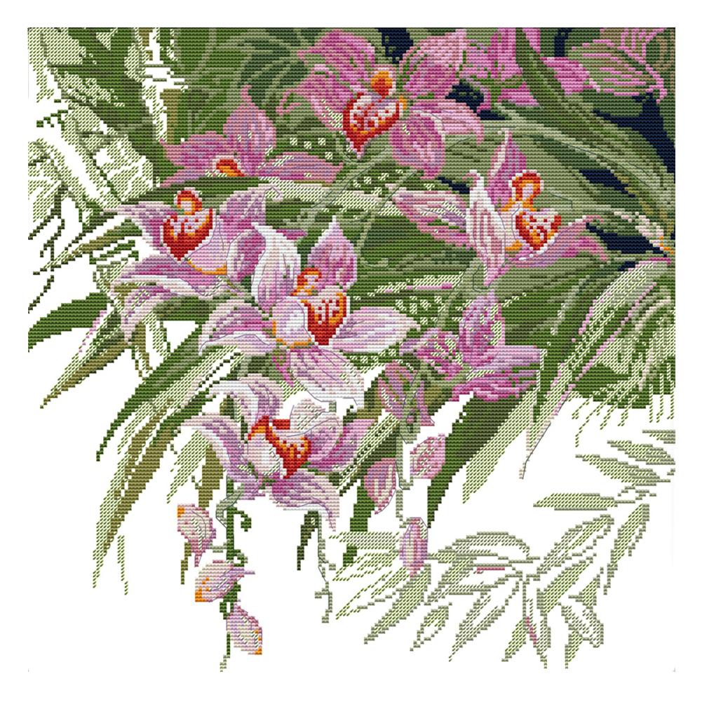 

Orchid - 14CT Stamped Cross Stitch - 42*42cm, 501 Original