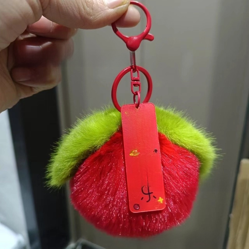 Imitation Rex Rabbit Fur Persimmon Pendant Persimmon Persimmon Ruyi Good Thing Happened Car Keychain Fur Ball Pendant Bag Ornaments Batch