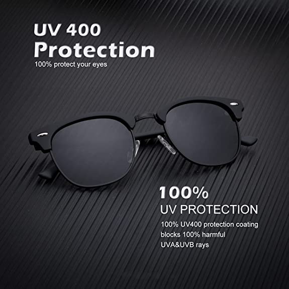 Sunglasses Men Polarized Sunglasses for Men Women Unisex Semi-Rimless Frame Retro Driving Sun Glasses-vocosishoes