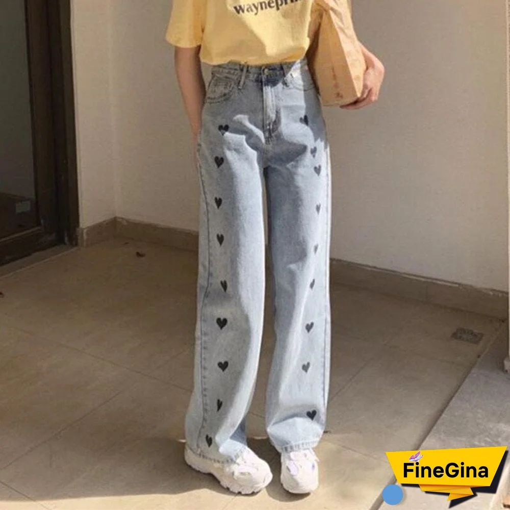 Woman Jeans High Waist Clothes Wide Leg Denim Clothing Blue Streetwear Vintage Quality Fashion Harajuku Straight Pants