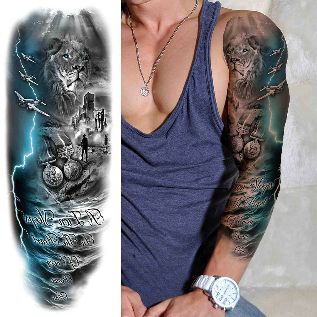 Tribal Totem Temporary Tattoo Sleeve For Men Women Adult Fake Flower Shoulder Tatoos Sticker Black Skull Tattoos Big Full Arm 1001 515-1