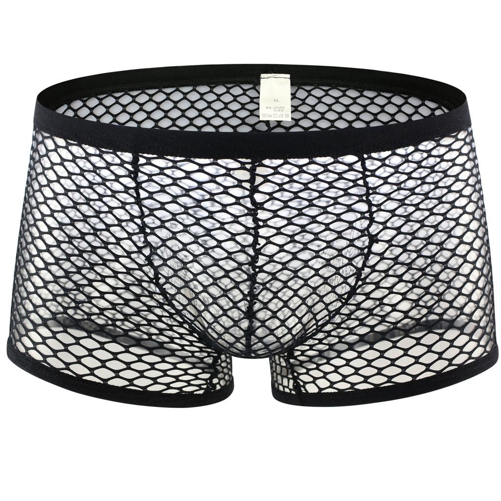 Men's Panties Sexy Mesh Hollow Out Underwear Thongs See Through Sexy Lingerie Erotic Temptation Low-Waist Calzoncillos Hombre