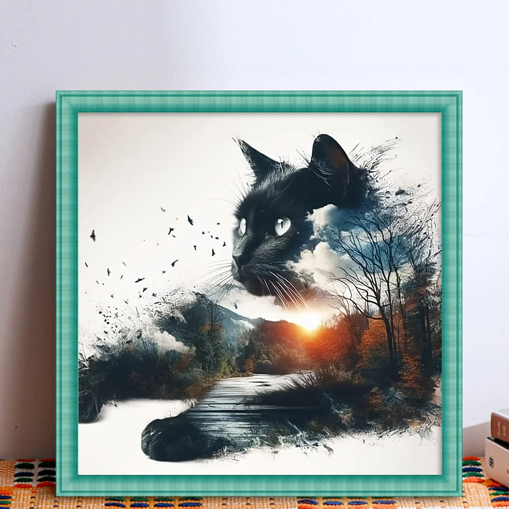 11CT Full Stamped Cross Stitch - Forest Cat (40*40cm)