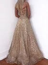 Golden Shiny Backless Condole Belt Maxi Dress