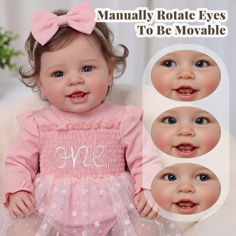 [Pre-Order] Upgraded Babeside Vead 20" Smiling Reborn Baby Girl &ndash; Movable Eyes & Pink Princess Dress