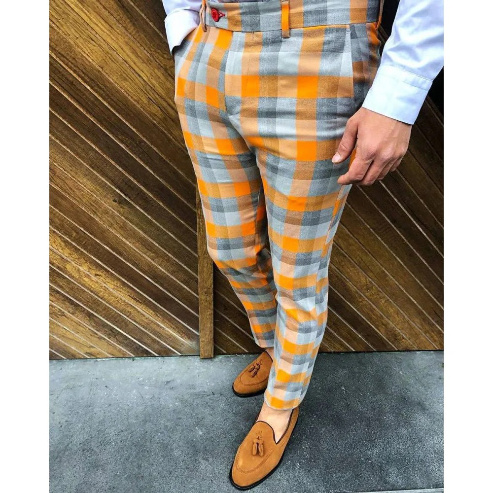 Men‘s Retro Plaid Printed Trousers