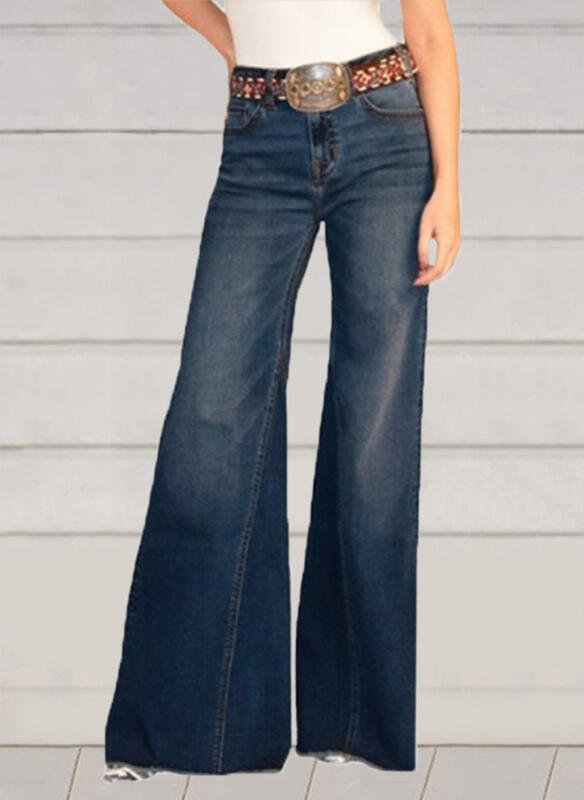 High Waist Slim Fit Wide Leg Jeans For
