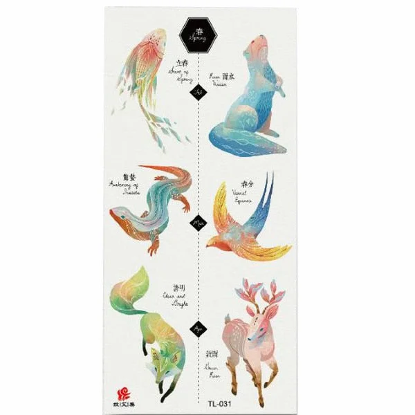 1pcs Flower Animal Body Art Temporary Waterproof Tattoo Sticker Wolf Mermaid Designs