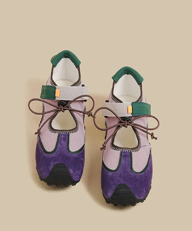 Purple Hollow Out Women Splicing Flat Shoes For Women