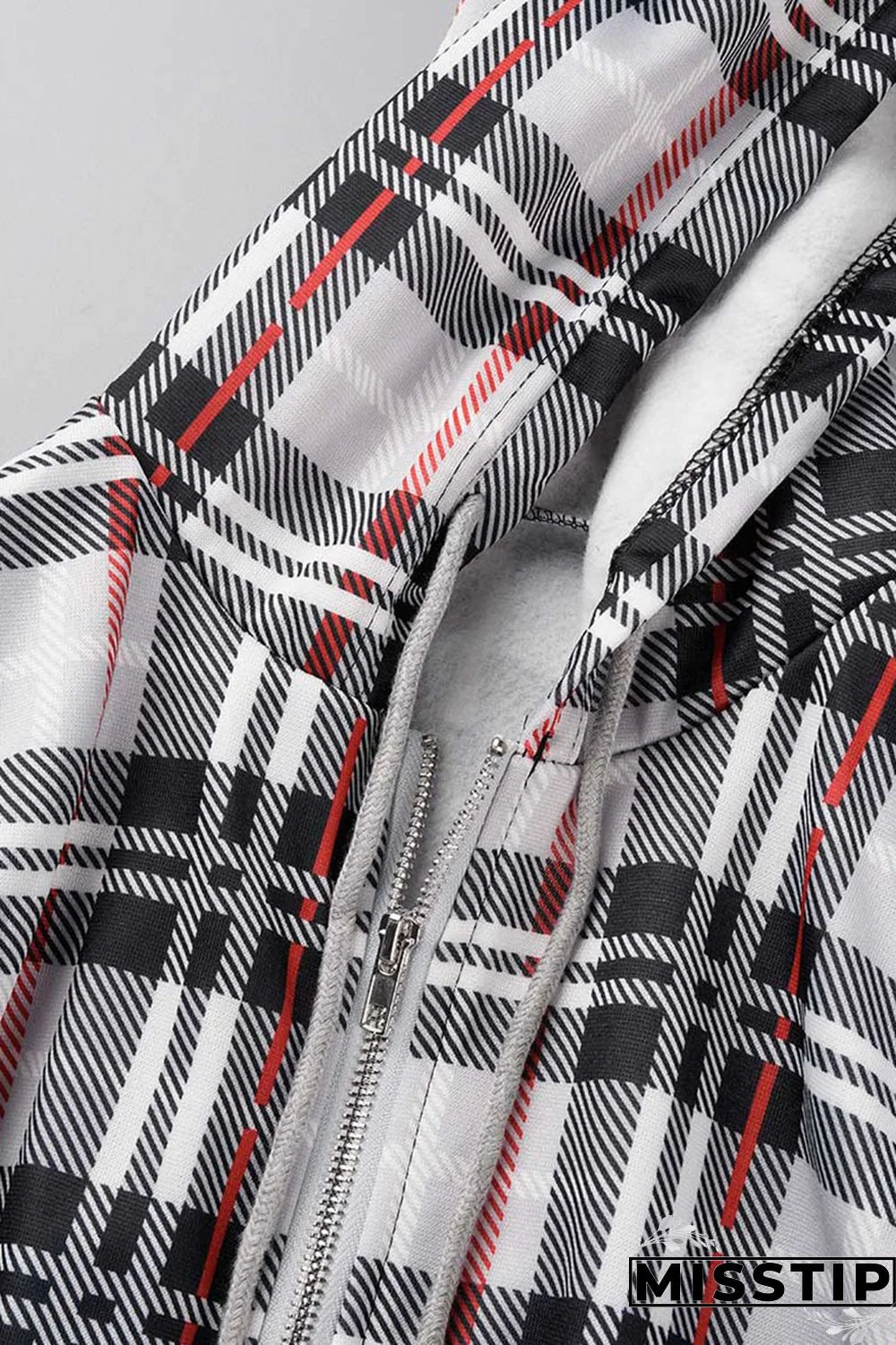 Pink Casual Plaid Print Patchwork Hooded Collar Long Sleeve Two Pieces