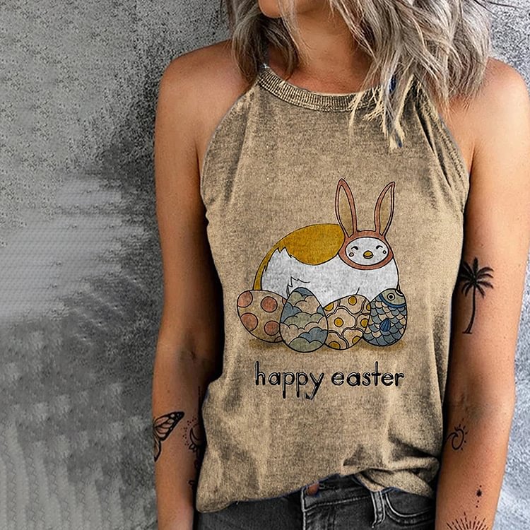 Easter Bunny Egg Print Tank Top
