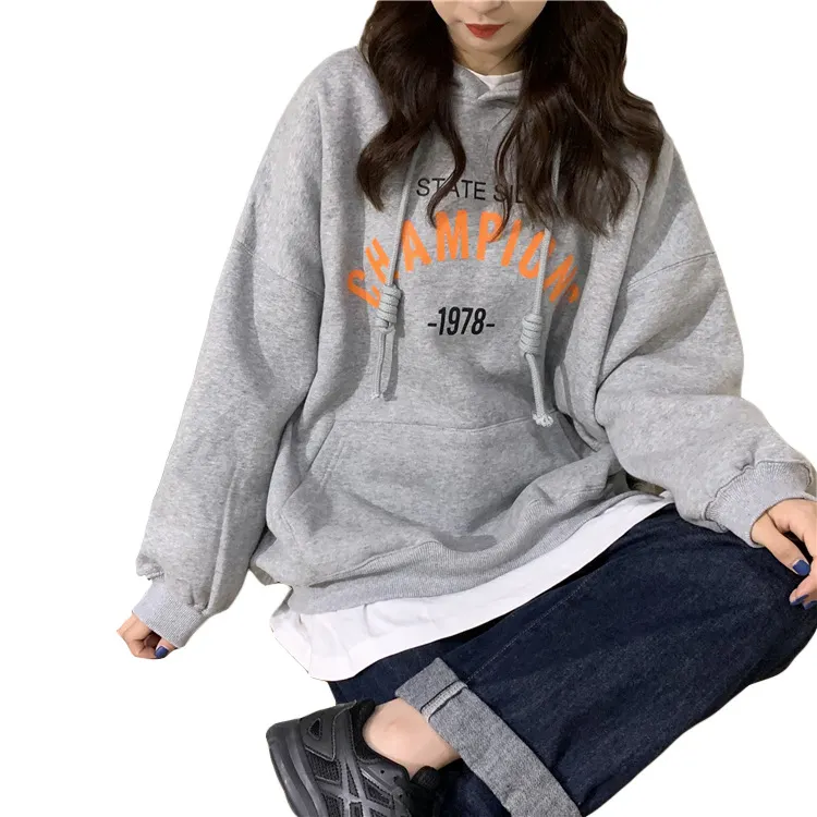 Brownm Brownm Hoodie Female Fall 2024 New Korean Letter Print Thin Student Versatile Loose Jacket Coat Female