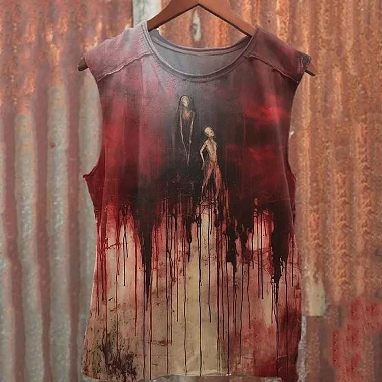 Comstylish Men's Bloody Dark Horror Gothic Halloween Printed Vest
