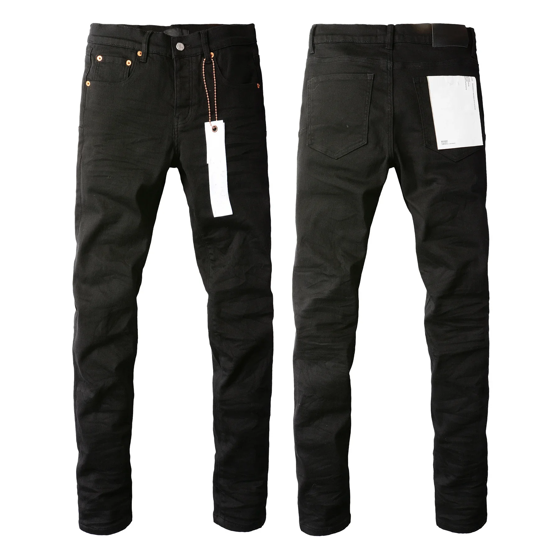 Heterodyg Men's Purple Jeans Distressed Black Streetwear High Stretch Skinny Button Fly Ripped Jeans Pants